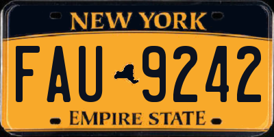 NY license plate FAU9242