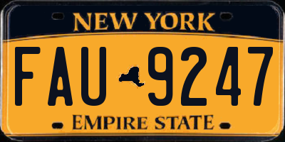 NY license plate FAU9247