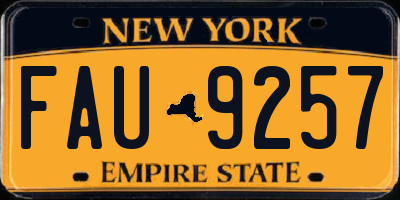 NY license plate FAU9257