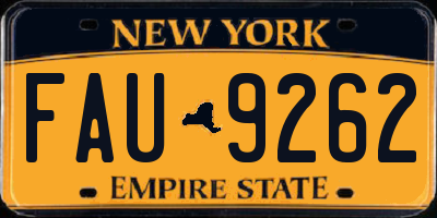 NY license plate FAU9262