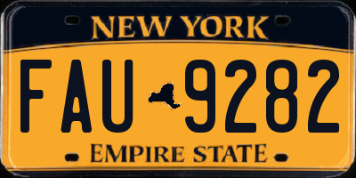 NY license plate FAU9282