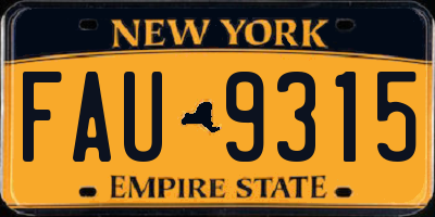 NY license plate FAU9315