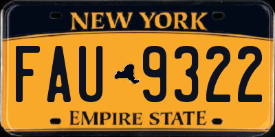 NY license plate FAU9322