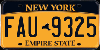 NY license plate FAU9325