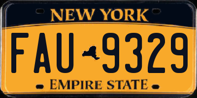 NY license plate FAU9329