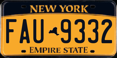 NY license plate FAU9332