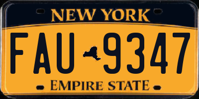 NY license plate FAU9347