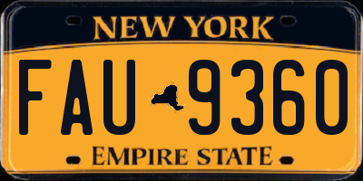 NY license plate FAU9360
