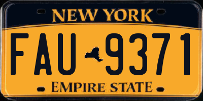 NY license plate FAU9371