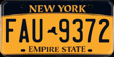 NY license plate FAU9372