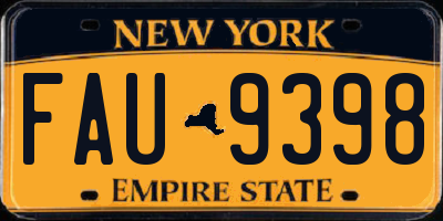 NY license plate FAU9398