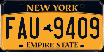 NY license plate FAU9409