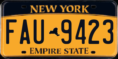 NY license plate FAU9423