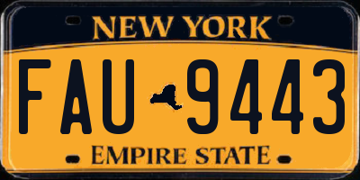 NY license plate FAU9443