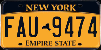 NY license plate FAU9474
