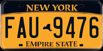 NY license plate FAU9476