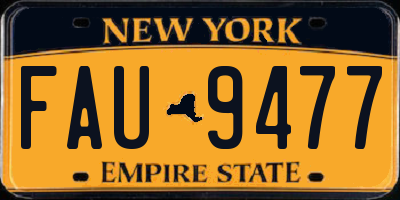 NY license plate FAU9477
