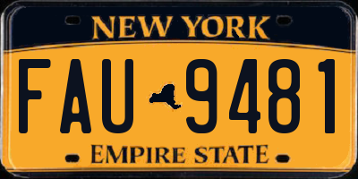 NY license plate FAU9481