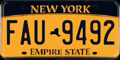 NY license plate FAU9492