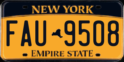 NY license plate FAU9508