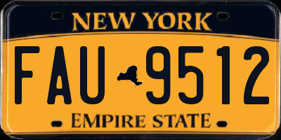 NY license plate FAU9512