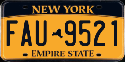NY license plate FAU9521