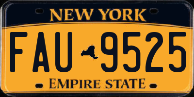 NY license plate FAU9525