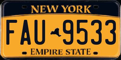 NY license plate FAU9533
