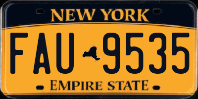 NY license plate FAU9535