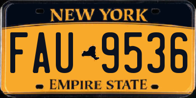 NY license plate FAU9536