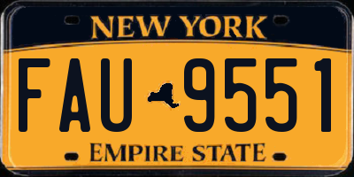 NY license plate FAU9551