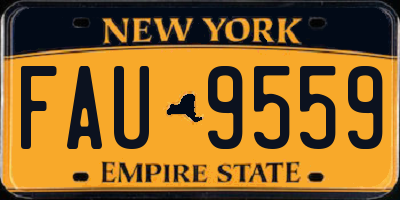NY license plate FAU9559