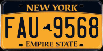NY license plate FAU9568