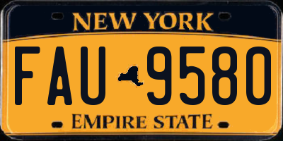 NY license plate FAU9580