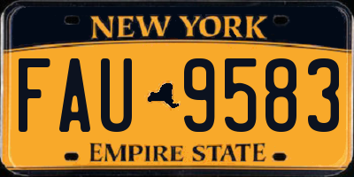 NY license plate FAU9583