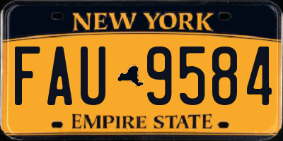 NY license plate FAU9584