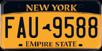 NY license plate FAU9588