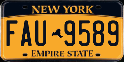 NY license plate FAU9589