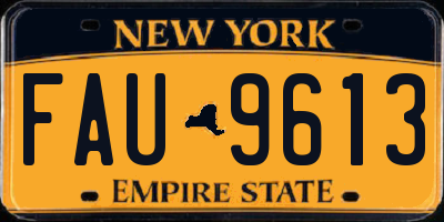 NY license plate FAU9613