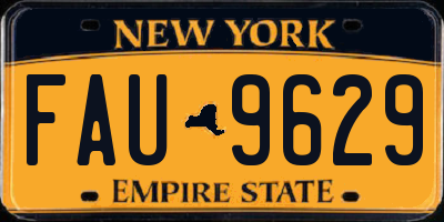 NY license plate FAU9629