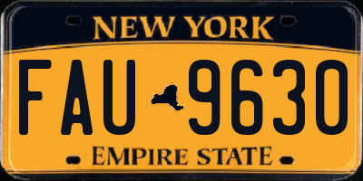 NY license plate FAU9630