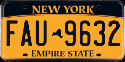 NY license plate FAU9632