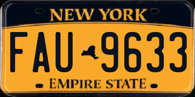 NY license plate FAU9633