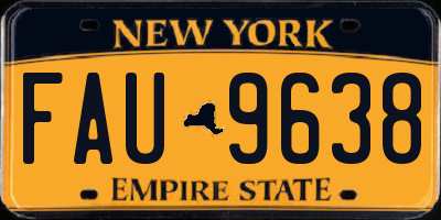 NY license plate FAU9638