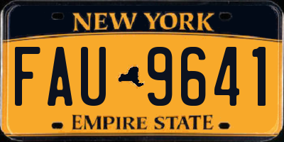 NY license plate FAU9641