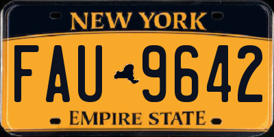 NY license plate FAU9642
