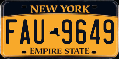 NY license plate FAU9649