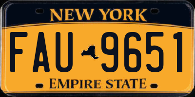 NY license plate FAU9651