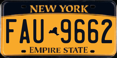 NY license plate FAU9662