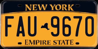 NY license plate FAU9670